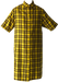 Uni-sex yellow plaid dress with smiley face buttons and Hesher metal pin on upper chest